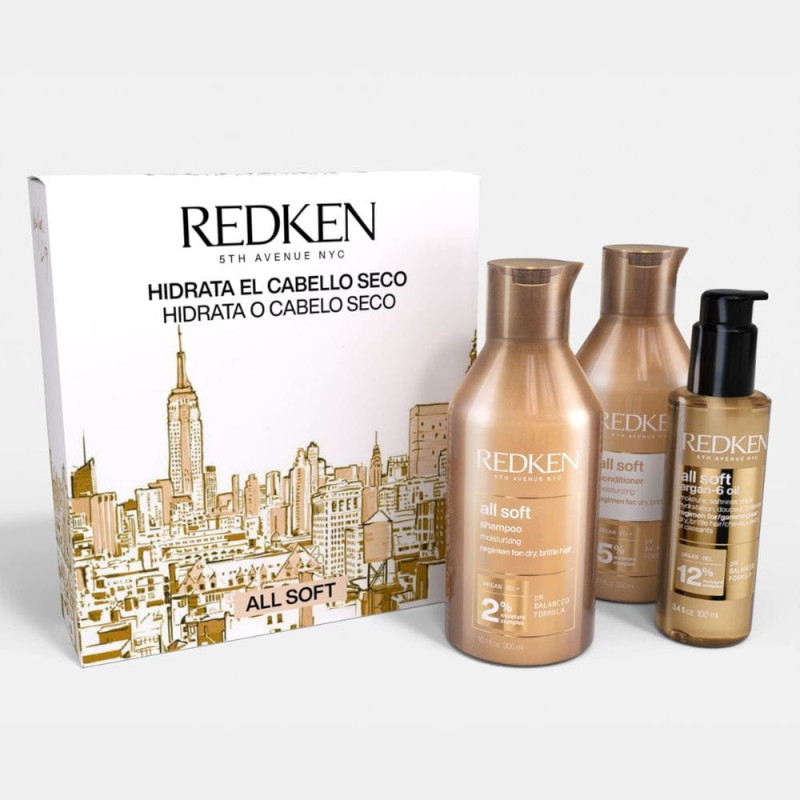 Pack Primavera All Soft – Champú, Acondicionador y Tratamiento de Aceite para Cabello Seco Hidratado y Suave