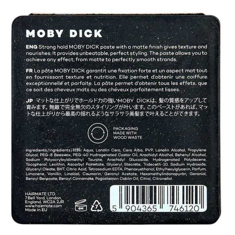 Moby Dick Strong Fixing Matte Paste For Short Hair - 75 g