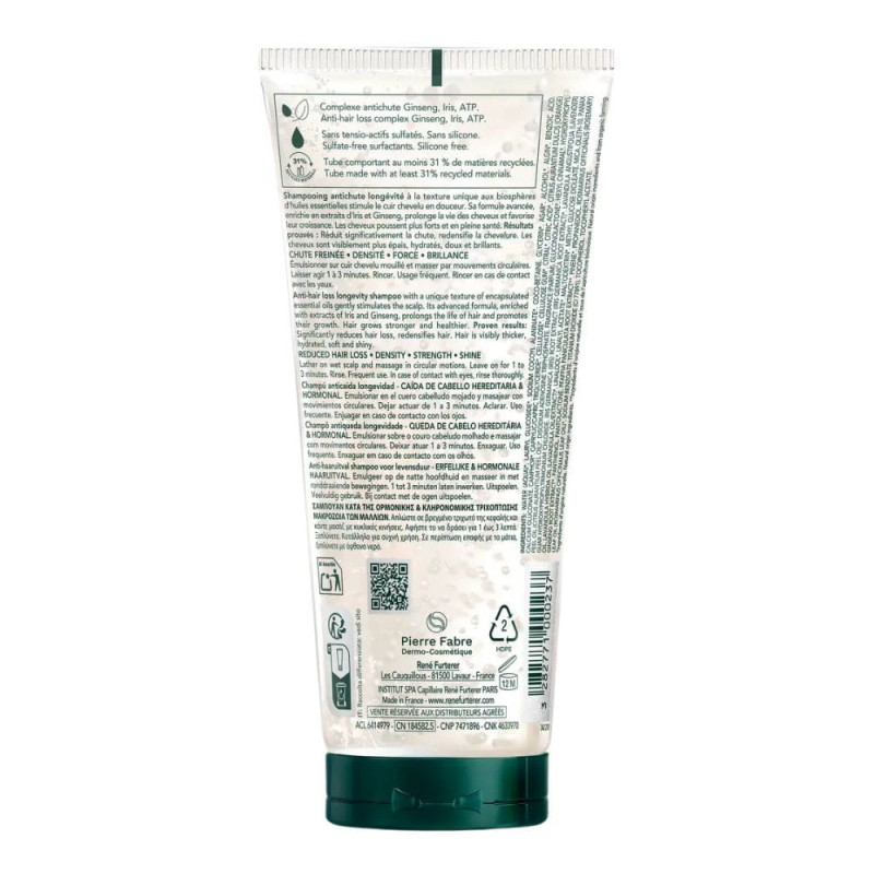 Shampoo Anticaduta Longevità | René Furterer | Caduta Ereditaria e Ormonale dei Capelli